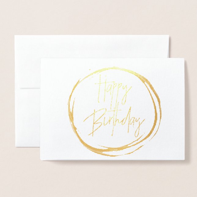 Tarjeta de cumpleaños feliz de Relieve metalizado  (Anverso con sobre)