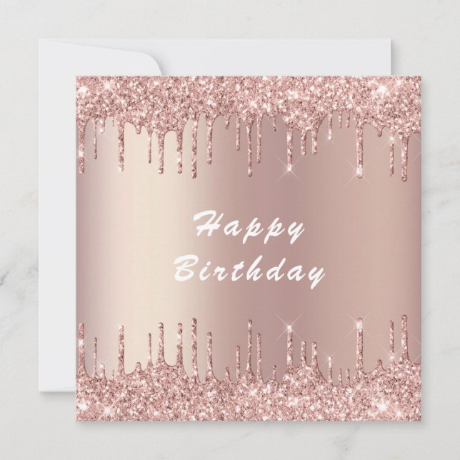 Tarjeta de cumpleaños feliz de Rosa Gold Rubor Pur (Anverso)