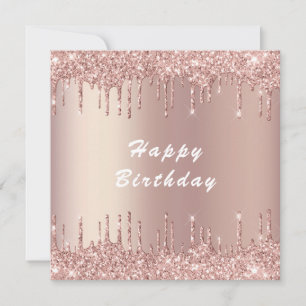 Tarjeta de cumpleaños feliz de Rosa Gold Rubor Pur