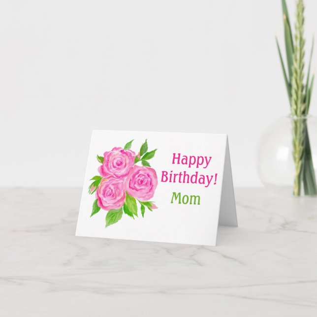 Tarjeta de cumpleaños feliz de rosa inglesa rosa a (Anverso)