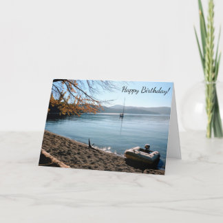 Tarjeta de cumpleaños feliz de Sailboat Beach