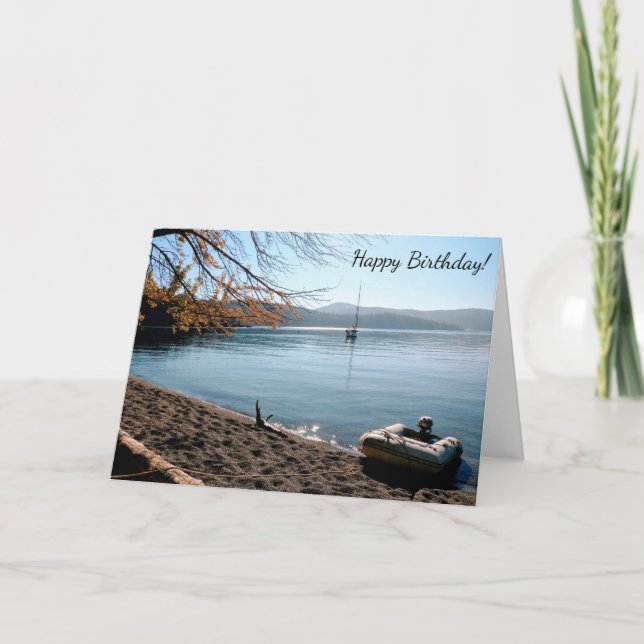 Tarjeta de cumpleaños feliz de Sailboat Beach (Anverso)