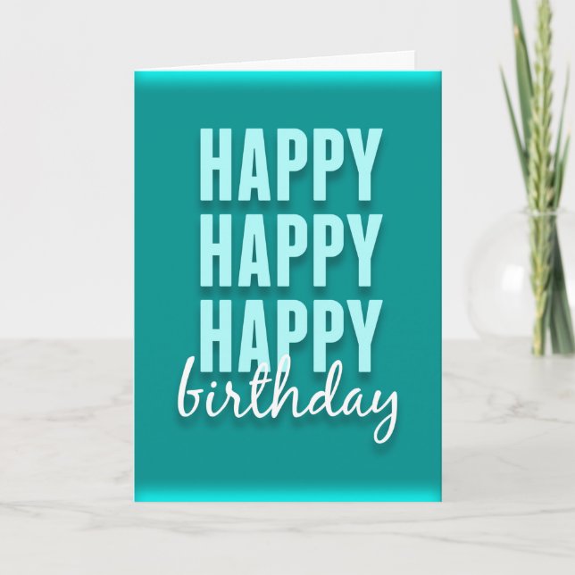 Tarjeta de cumpleaños feliz de satén Verde azulado (Anverso)