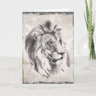 Tarjeta de cumpleaños feliz de Sepia Lion