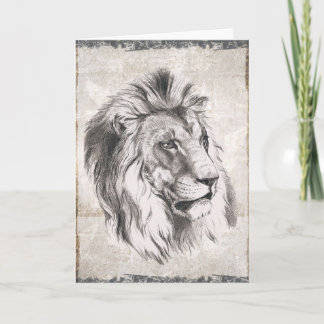 Tarjeta de cumpleaños feliz de Sepia Lion
