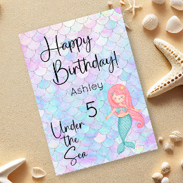 Tarjeta de cumpleaños feliz de Sirena