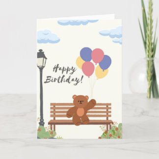 Tarjeta de cumpleaños feliz de Teddy Bear