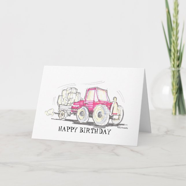 Tarjeta de cumpleaños feliz de Tractor (Anverso)