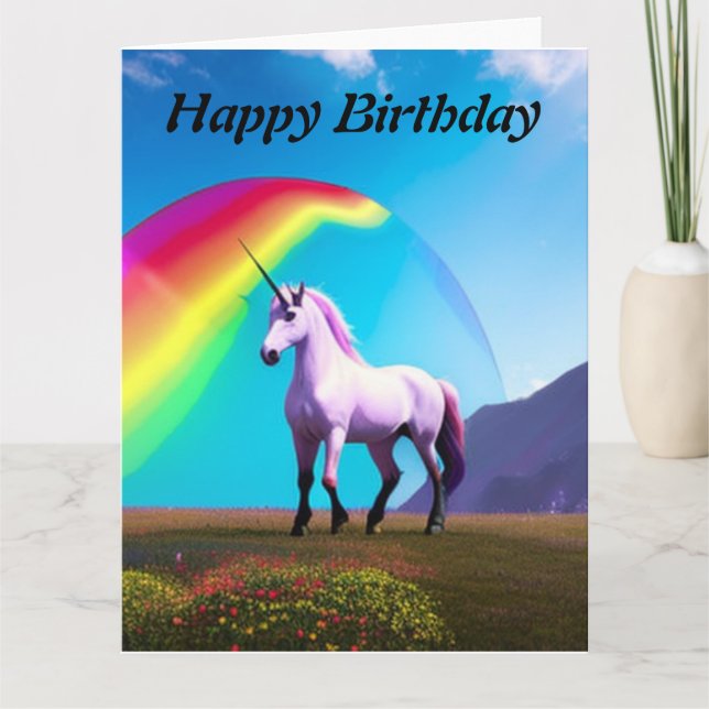 Tarjeta de cumpleaños feliz de Unicorn (Anverso)