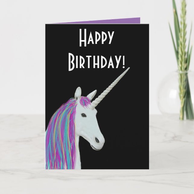 Tarjeta de cumpleaños feliz de Unicorn (Anverso)