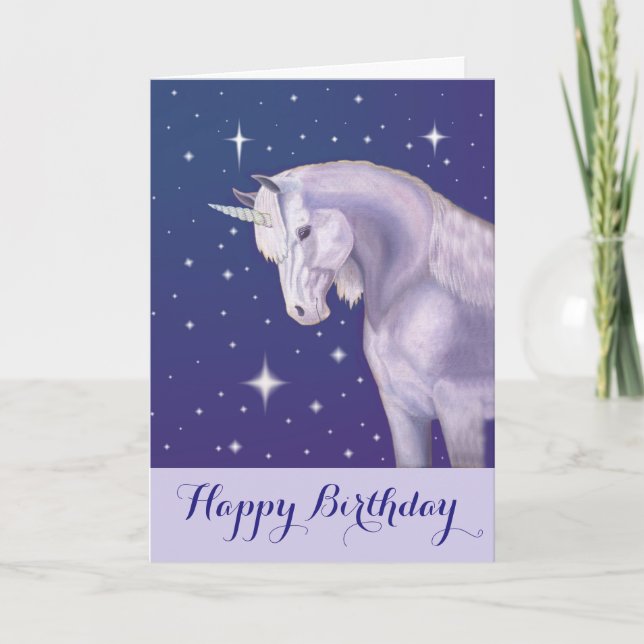 Tarjeta de cumpleaños feliz de Unicorn (Anverso)