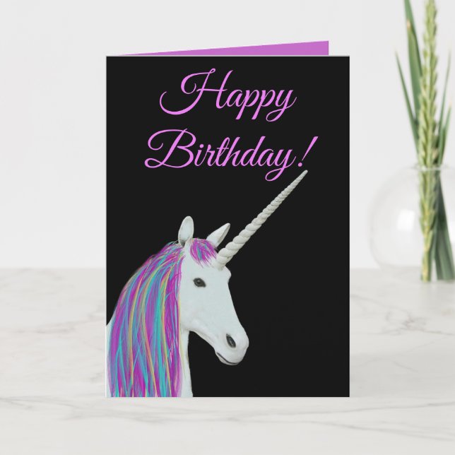 Tarjeta de cumpleaños feliz de Unicorn (Anverso)