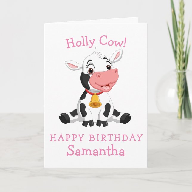 tarjeta de cumpleaños feliz de vaca (Anverso)
