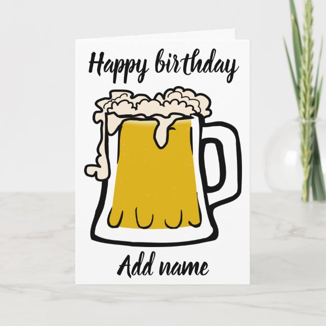 Tarjeta de cumpleaños feliz de vaso de cerveza (Anverso)