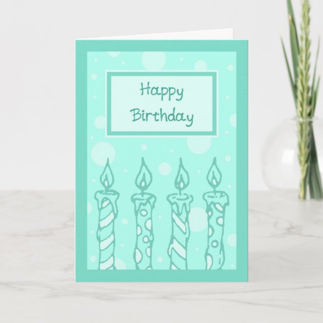 Tarjeta de cumpleaños feliz de velas verdes (Anverso)