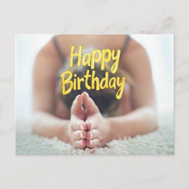 Tarjeta de cumpleaños feliz de yoga (Anverso)