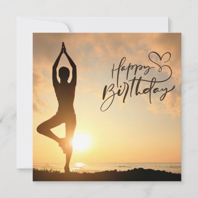 Tarjeta de cumpleaños feliz de yoga (Anverso)