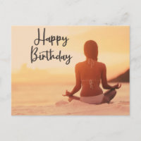 Tarjeta de cumpleaños feliz de yoga