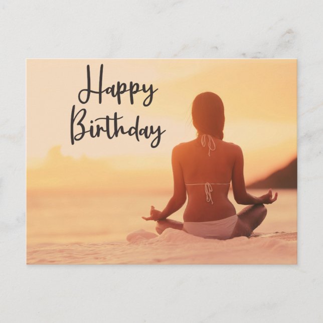 Tarjeta de cumpleaños feliz de yoga (Anverso)