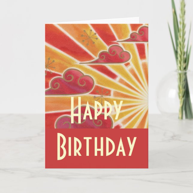 Tarjeta de "cumpleaños feliz" del atardecer (Anverso)