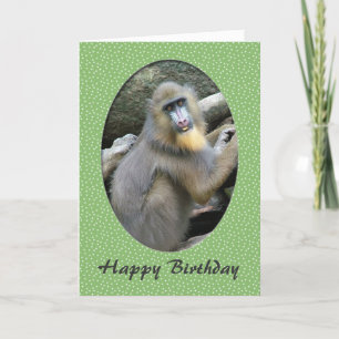 Tarjeta de cumpleaños feliz del babuino animal del