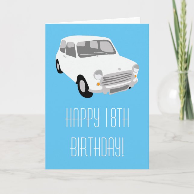 Tarjeta de cumpleaños feliz del coche retro décimo (Anverso)
