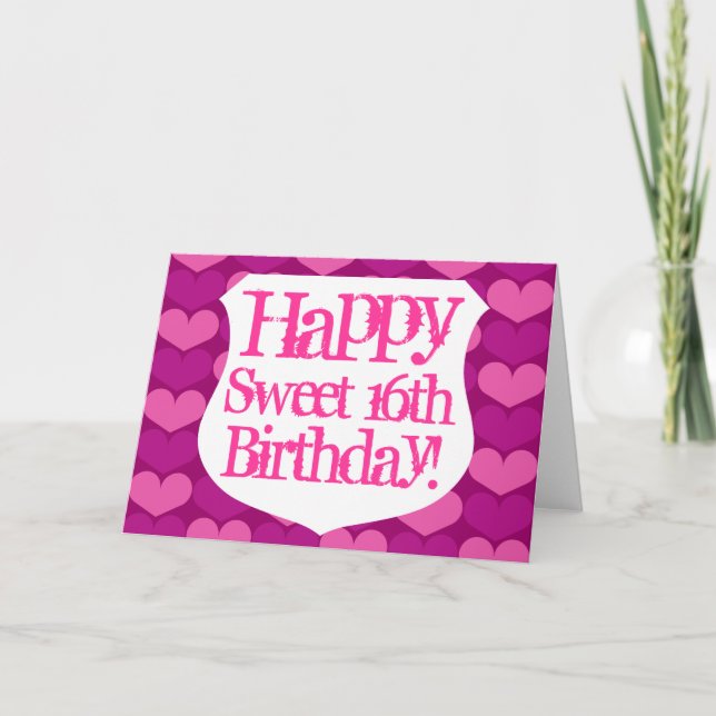 Tarjeta de cumpleaños feliz del dulce 16 con los (Anverso)
