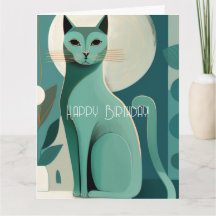 Tarjeta de cumpleaños feliz del gato del gato del