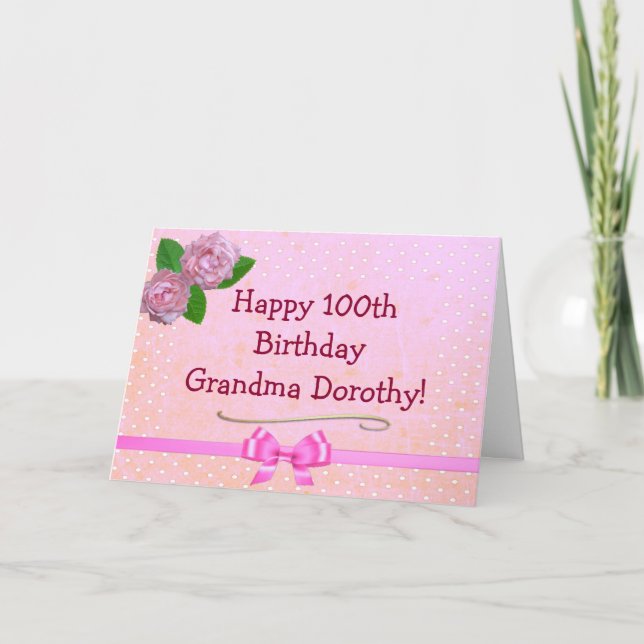 Tarjeta de cumpleaños feliz del gran rosa de la (Anverso)