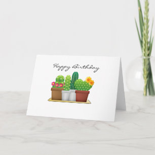 Tarjeta de cumpleaños feliz del jardín de cactus /