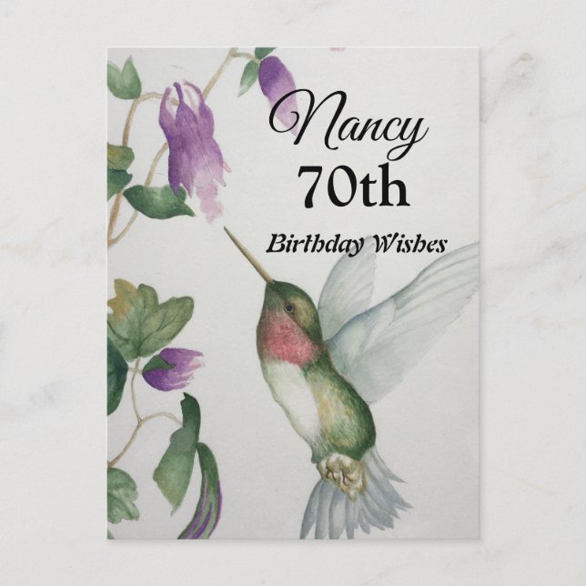Tarjeta de cumpleaños feliz del jardín de colibríe (Anverso)