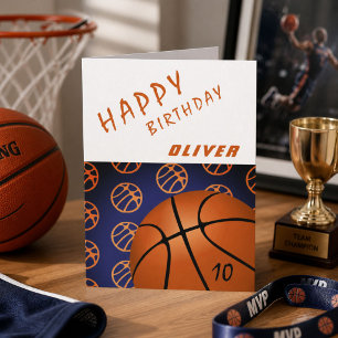 Tarjeta de cumpleaños feliz deportes baloncesto ni