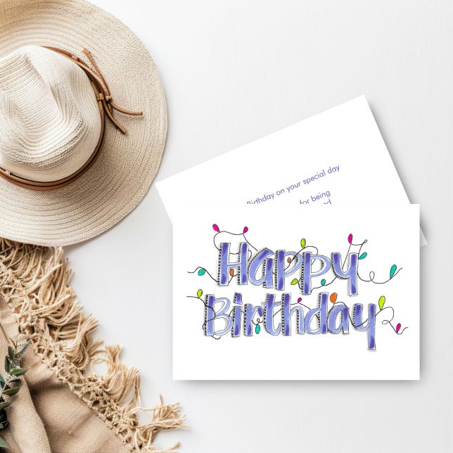 Tarjeta de cumpleaños feliz Dusty Blue con la mano (Dusty Blue Hand Lettered Happy Birthday Card)