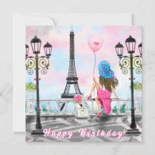Tarjeta De Cumpleaños Feliz En La Torre Eiffel De