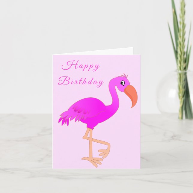 Tarjeta de cumpleaños feliz Flamingo rosa (Anverso)