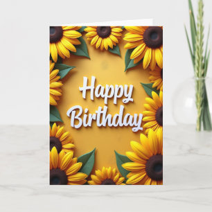 Tarjeta de cumpleaños feliz flor amarilla