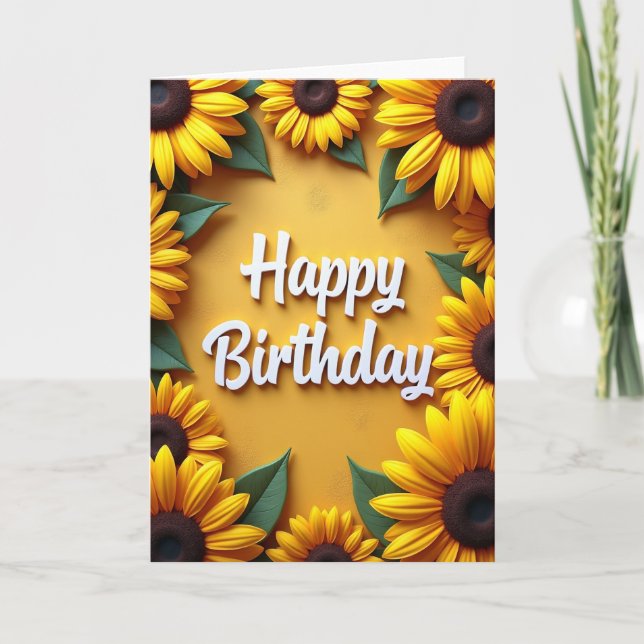 Tarjeta de cumpleaños feliz flor amarilla (Anverso)