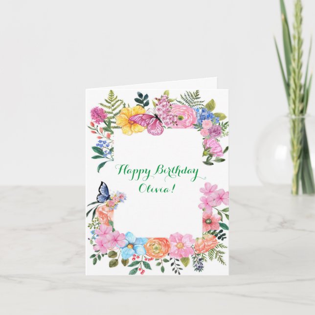 tarjeta de cumpleaños feliz floral (Anverso)