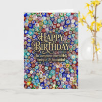 Tarjeta de cumpleaños feliz floral mosaico de colo