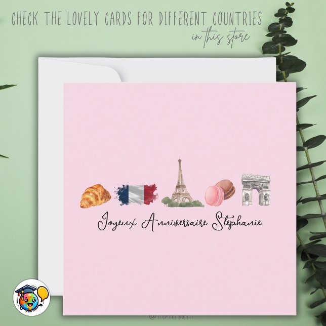 Tarjeta de cumpleaños feliz francesa, aniversario  (Subido por el creador)