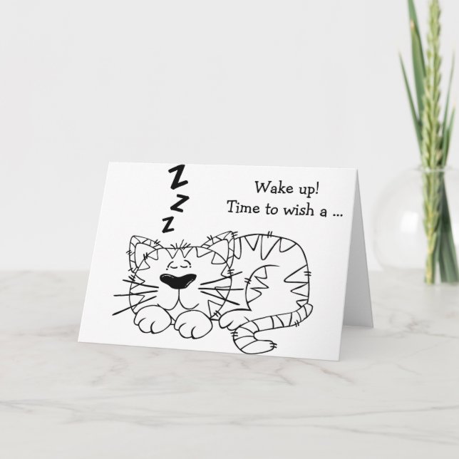 Tarjeta de cumpleaños feliz: Gato durmiente (Anverso)