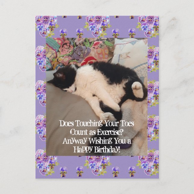 Tarjeta de cumpleaños feliz gato esmoquin tocando  (Anverso)