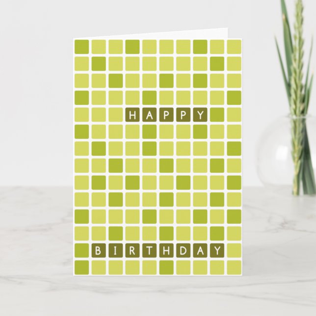Tarjeta de cumpleaños feliz geométrica de Green Sq (Anverso)