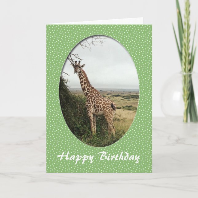 Tarjeta de cumpleaños feliz Giraffe (Anverso)