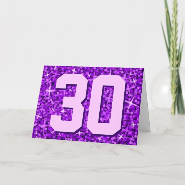 Tarjeta de "cumpleaños feliz" Glitz Purple Age (Anverso)