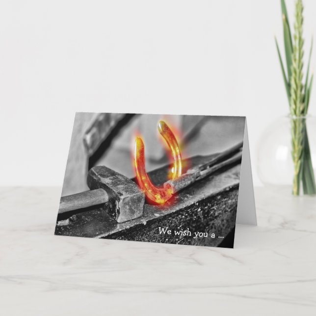 Tarjeta de cumpleaños feliz: herradura brillante (Anverso)