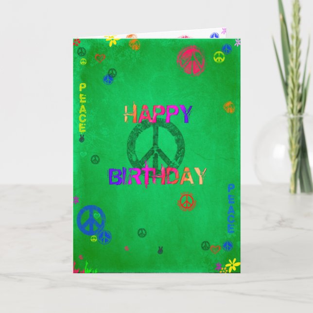 Tarjeta de cumpleaños feliz Hippie (Anverso)