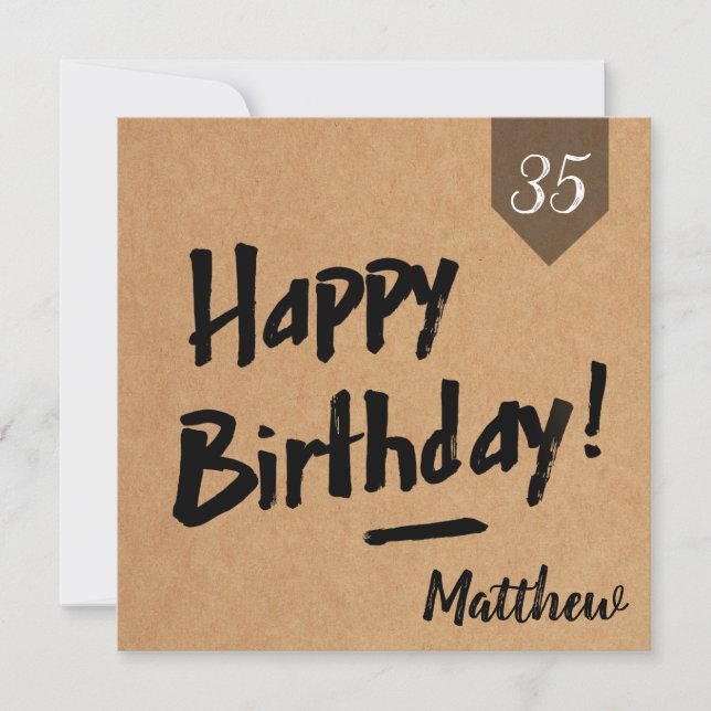 Tarjeta de cumpleaños feliz - Hombres - papel kraf (Anverso)