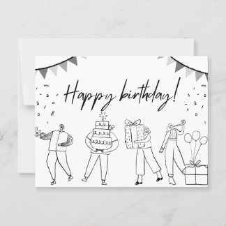 Tarjeta de cumpleaños feliz ilustrada