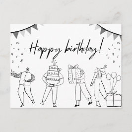 Tarjeta de cumpleaños feliz ilustrada